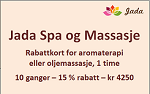 Rabattkort for aromaterapi og oljemassasje, 1 time, 10 ganger Rabattkort for aromaterapi og oljemassasje, 1 time, 10 ganger
