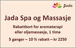 Rabattkort for aromaterapi og oljemassasje, 1 time, 5 ganger Rabattkort for aromaterapi og oljemassasje, 1 time, 5 ganger