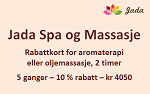 Rabattkort for aromaterapi og oljemassasje, 2 timer, 5 ganger Rabattkort for aromaterapi og oljemassasje, 2 timer, 5 ganger