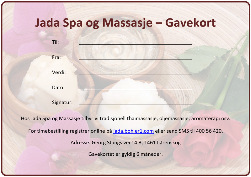 Vanlig gavekort Vanlig gavekort